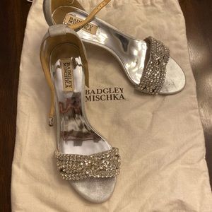 Badgley Mischka Triana Embellished Silver Heels